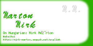 marton mirk business card